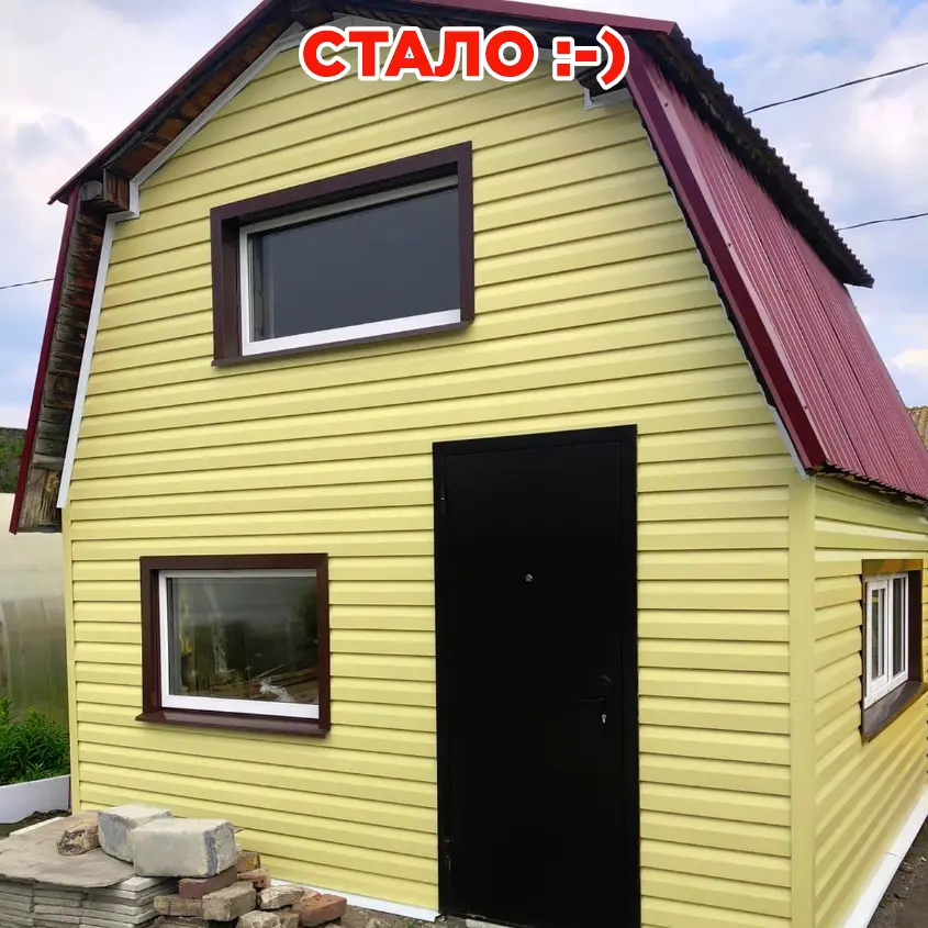 Фото 6 Металлосайдинг Корабельная Доска RAL1014 Бежевый на фасаде