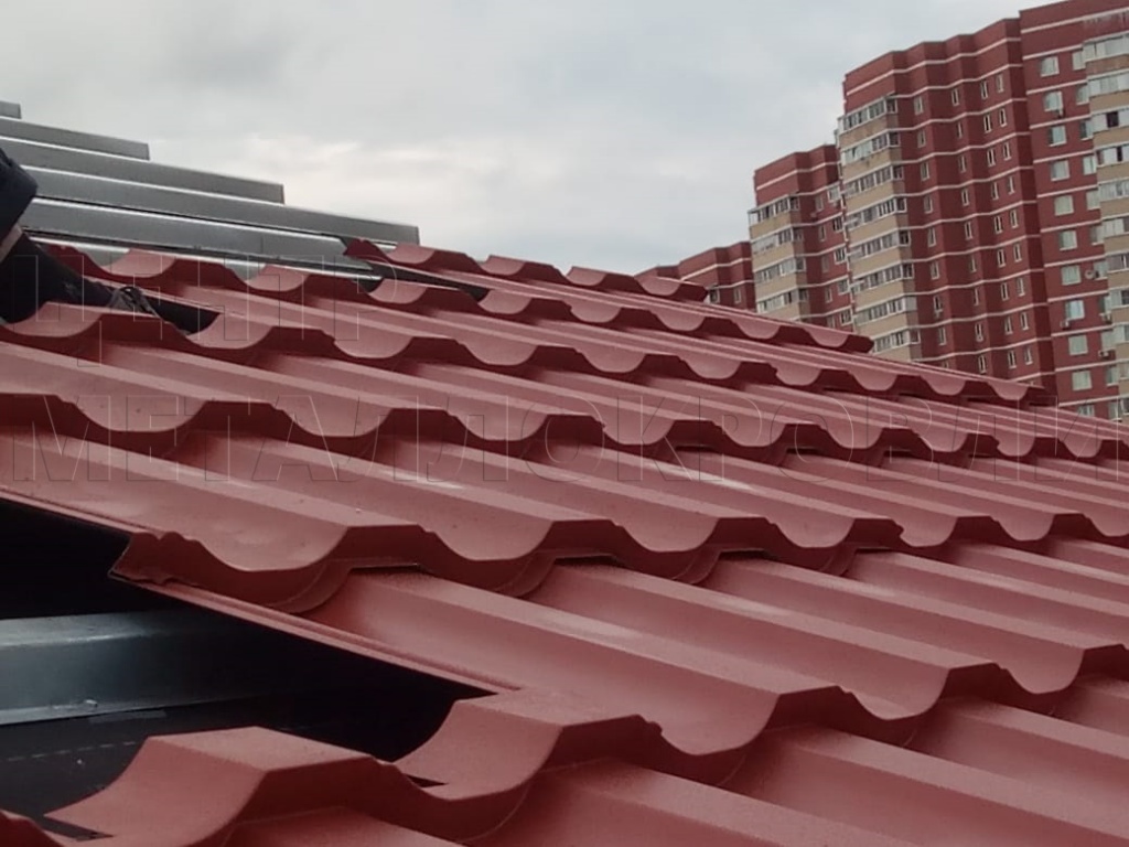 Металлочерепица Геркулес 8004 терракотовый Стальной Бархат от Центра Металлокровли в Благовещенске