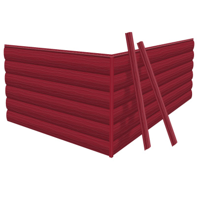 Фото сайдинга металлического (металлосайдинга) царьсайдинга Бревно Рубленое 4Д RAL3003 Рубин для фасада дома